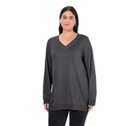 Ulla Popken Pullover, V-Ausschnitt, Langarm, Weicher Feinstrick Sudadera, Gris, 62-64 para Mujer