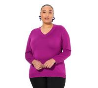 Ulla Popken Pullover, V-Ausschnitt, Langarm, Weicher Feinstrick Suéter pulóver, Frutas del Bosque, 58-60 para Mujer