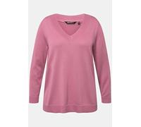 Ulla Popken Jersey, Cuello en V, Manga Larga, Punto Fino Suave Suéter, Marine, 48-50 Mujer
