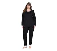 Ulla Popken Pyjama, Lace, Juego de Pijama Mujer, Schwarz, 58/60