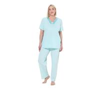 Ulla Popken Pyjama, Satin Detail, Pijama, Detalle de satén, Morning Rise, Verde Menta Claro, 54-56 Grande Mujeres