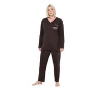 Ulla Popken Pyjama, Satin Pocket Pijamas, Negro, 48-50 Mujeres