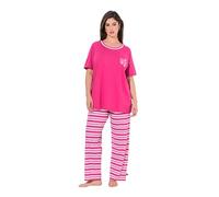 Ulla Popken Pyjama, Stripe Fusion Pijamas, Rosa, 44-46 Mujeres