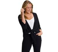 Ulla Popken Bolero, Chaqueta Corta, Jersey, Mangas 3/4, Nudo en la Parte Inferior Negro 46+ 794514100-46+