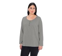 Ulla Popken Shirt Mit Knopfleiste, Langarm, Camiseta para Mujer, Gris (Hellgrau Mélange), 50-52