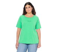 Ulla Popken Shirt, Ringel, Rundhals, Halbarm, Offenkantig Camisetas, Verde Menta, 54-56 Mujeres