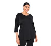 Ulla Popken Shirt, Rippbündchen, Rundhals, 3/4-arm Camiseta, Negro, 58-60 Mujeres