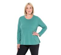 Ulla Popken Shirt, Slim, Rundhalsausschnitt, Langarm Túnica, Verde, 54-56 Mujeres