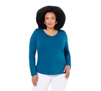 Ulla Popken Shirt, Slim, V-Ausschnitt, Langarm Camiseta, Azul Verdoso, 64 ES/66 ES Mujeres