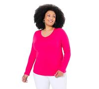 Ulla Popken Shirt, Slim, V-Ausschnitt, Langarm Camiseta de Manga Larga en V, Rojo y Rosa, 50-52 para Mujer