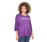 Ulla Popken Shirt, Statementstickerei, Classic, Rundhals, 3/4-arm Camiseta, Morado, 44-46 Mujeres