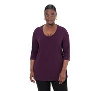 Ulla Popken Camisa, Escote Redondo Pronunciado, Manga 3/4 UVA Oscuro 42+ 820859119-42+