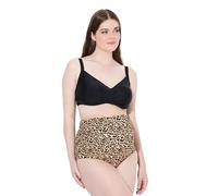 Ulla Popken Slip de baño Bellieva, Estampado de Leopardo, aplicación elástica y Ancha Albaricoque Claro 42+ 839835652-42+