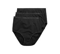 Ulla Popken Slips Maxi, Pack de 3, Cintura Alta Negro 62+ 795269130-62+