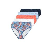 Ulla Popken Slips Midi, 5 Unidades, Estampado de Flores/Lisos Azul grisáceo 50+ 831490740-50+