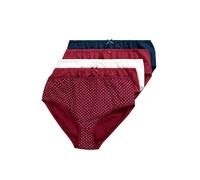 Ulla Popken Slips Midi, Pack de 5, Lunares/Liso Rojo Vino 54+ 825984344-54+