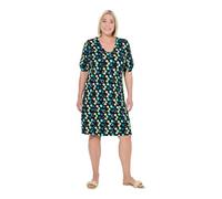 Ulla Popken Strandkleid, Punkte, Zierbänder, V-Ausschnitt, Halbarm Vestido Midi Mujeres