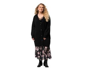 Ulla Popken Strickjacke mit Knöpfen, Suéter cárdigan Mujer, Schwarz,