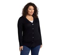 Ulla Popken Strickjacke, V-Ausschnitt, Knopfleiste, Feinstrick Camisa Apretada, Navy Blau, 60-62 Mujer