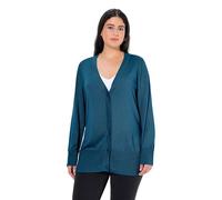 Ulla Popken Strickjacke, V-Ausschnitt, Knopfleiste, Feinstrick Suéter cárdigan, Azul y Verde, 60-62 para Mujer