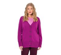 Ulla Popken Strickjacke, V-Ausschnitt, Knopfleiste, Feinstrick Suéter cárdigan, Frutas del Bosque, 50-52 para Mujer