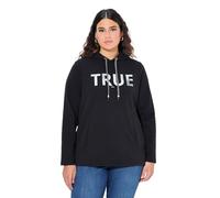 Ulla Popken Sudadera con Capucha, True, Capucha, cordón, Bolsillos, Manga Larga Negro 42+ 835805100-42+
