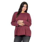 Ulla Popken Sudadera, Dobladillo de Volantes, línea A, Cuello Redondo, Manga Larga Rojo Cereza Oscuro 46+ 842257349-46+