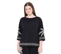 Ulla Popken Sudadera Palms para Mujer, Negro, 50-52