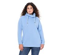 Ulla Popken Sudadera para Mujer, Tallas Grandes, Tallas Grandes, Talla Grande, Cuello Alto, Bolsillos, Manga Larga raglán, Azul Claro, 58-60