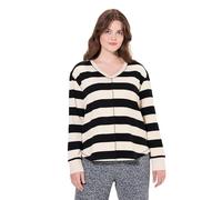 Ulla Popken Sweater, Ringel, V-Ausschnitt, Langarm, Biobaumwolle Sudadera, Negro, 48-50 para Mujer