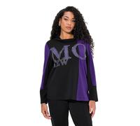 Ulla Popken Sudadera, Texto con Abalorios, Cuello alzado, Manga Larga Negro 46+ 833468100-46+