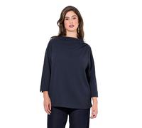 Ulla Popken Sudadera, Textura, Cuello alzado, Pliegues Decorativos, Manga 3/4 Marina 54+ 833368130-54+