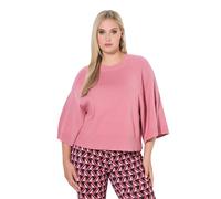Ulla Popken Suéter, Corto, Escote en Cuello Redondo, Manga 3/4 Rosa 42+ 844777522-42+