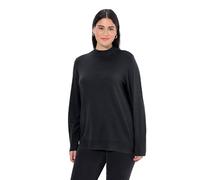 Ulla Popken Pullover, Stehkragen, Langarm, Rippbündchen Suéter pulóver, Schwarz, 60-62 para Mujer