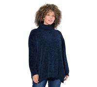 Ulla Popken Suéter de Chenilla, Amplio, Cuello alzado, Manga Larga Azul Tinta 50+ 810312740-50+