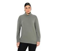 Ulla Popken Suéter de Cuello Alto, Dobladillo Acanalado Amplio, Manga Larga Mezcla Antracita 58+ 799922121-58+