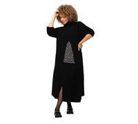 Ulla Popken Suéter Largo, línea A, Cuello alzado, Manga Larga Negro 54+ 821607100-54+