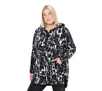 Ulla Popken Suéter Largo, Tejido Teddy, Capucha, Manga Larga Negro 46+ 833173100-46+