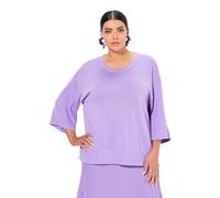 Ulla Popken Suéter, Oversize, Cuello Redondo, Manga 3/4 de Punto Acanalado, proporción de Lana Lavanda 46+ 835217814-46+