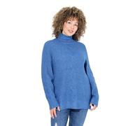 Ulla Popken Suéter, patrón Trenzado, Cuello alzado, Manga Larga Azul bencina 46+ 832676738-46+