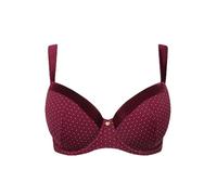 Ulla Popken Sujetador con Aros, Lunares, Microfibra, Rellenos Blandos, Copa B-D Rojo Vino 110D 832729344-110D