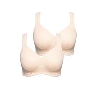 Ulla Popken Sujetador de Microfibra, Pack de 2, sin Aros, Copas con Contorno Beige 120E 793032300-120E