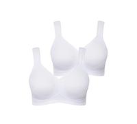Ulla Popken Sujetador de Microfibra para Mujer, Tallas Grandes, Tallas Grandes, 2 Unidades, sin Aros, Copas Preformadas, Color Blanco Nieve 90D 793032200-90D, Blanco Nieve., 105D