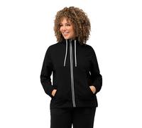 Ulla Popken Sweatjacke, Stehkragen, Kängurutaschen Sudadera, Negro, 46-48 para Mujer