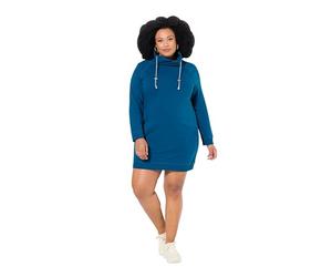 Ulla Popken Sweatkleid, Stehkragen, Langarm, Taschen Vestido, Azul Verdoso, 56-58 Mujeres