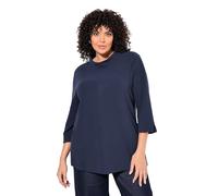 Ulla Popken Sweatshirt, Querrippen, Stehkragen, 3/4-arm Sudadera, Marine, 58-60 para Mujer