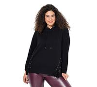 Ulla Popken Sweatshirt, Schnürung Am Schlitz Sudaderas, Negro, 58-60 para Mujer