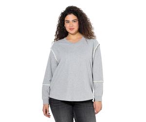 Ulla Popken Sweatshirt, Verzierte Teilungsnähte Sudaderas, Color Gris Claro, 54-56 para Mujer