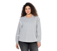 Ulla Popken Sweatshirt, Verzierte Teilungsnähte Sudaderas, Color Gris Claro, 58-60 para Mujer