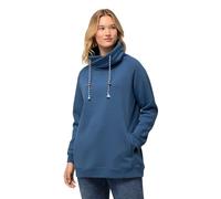 Ulla Popken Sweatshirt, Weiter Stehkragen, Taschen, Raglan-Langarm Sudadera, Azul Vaquero, 58-60 para Mujer